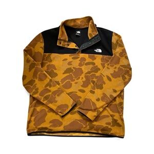 The North Face Fleece T Snap Yellow Brown Camo Pullover Men Size XXL